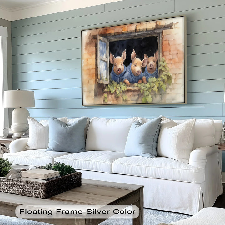 Three Little Pigs at the Window – Animal Canvas Print - MyPhotoStation