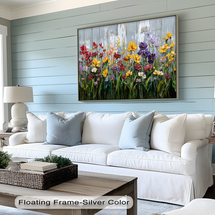 Wild Garden Symphony – Rustic Fence Flower Canvas Print