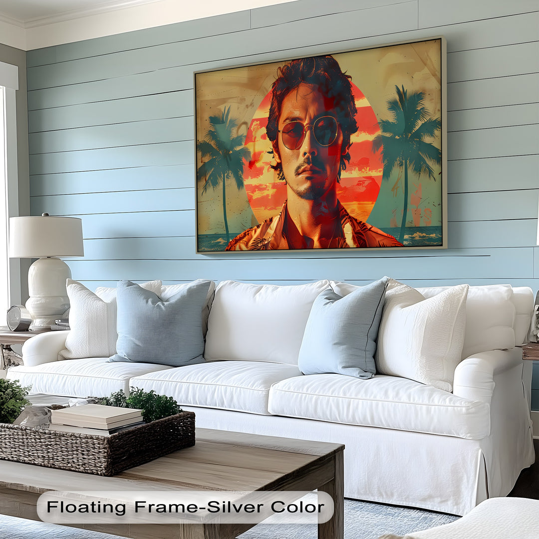Sunset Rebel – Retro Tropical Portrait Canvas Print
