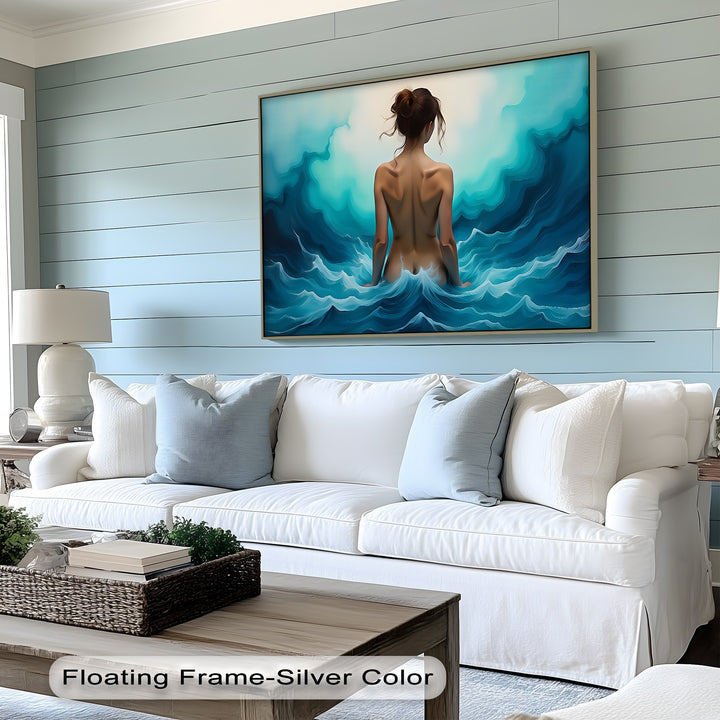 Emerald Tide Nude Woman Back – Erotic Canvas Wall Art | Large Canvas