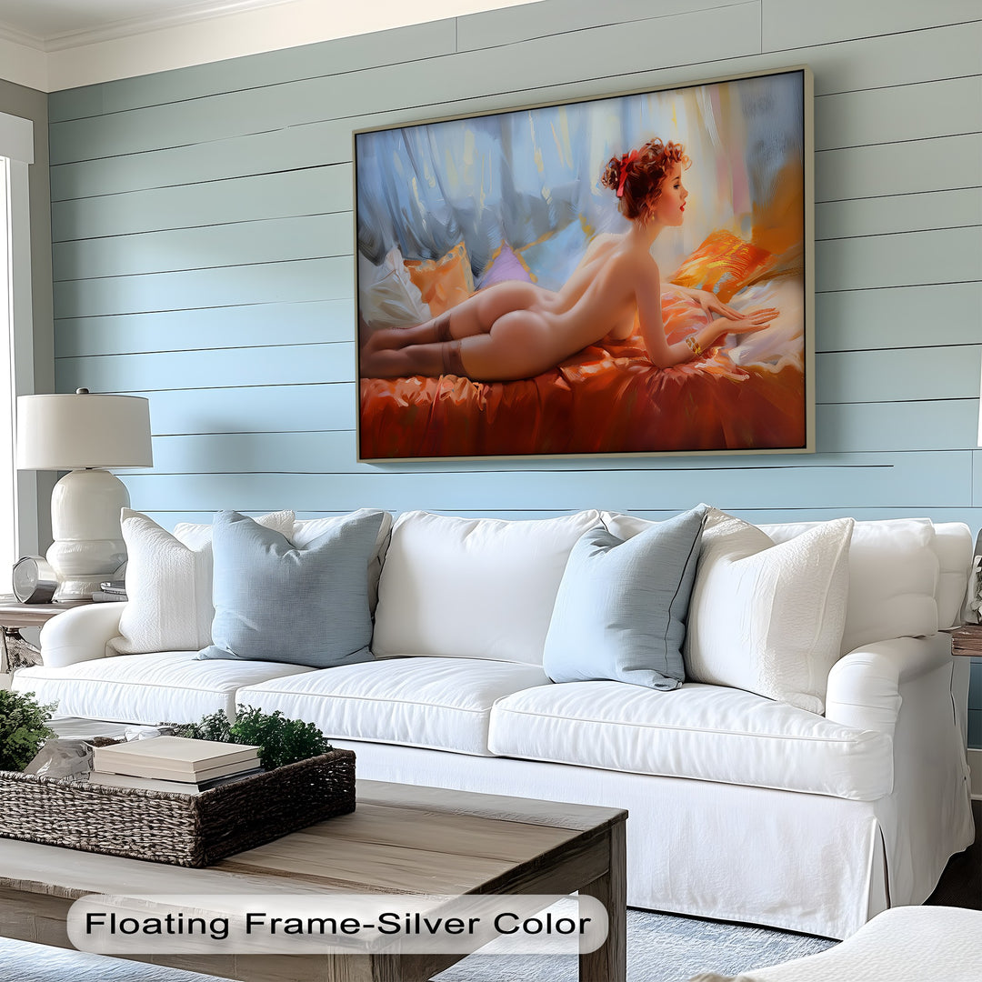 Scarlet Reverie – Nude Woman Canvas Wall Art | Framed Canvas Art