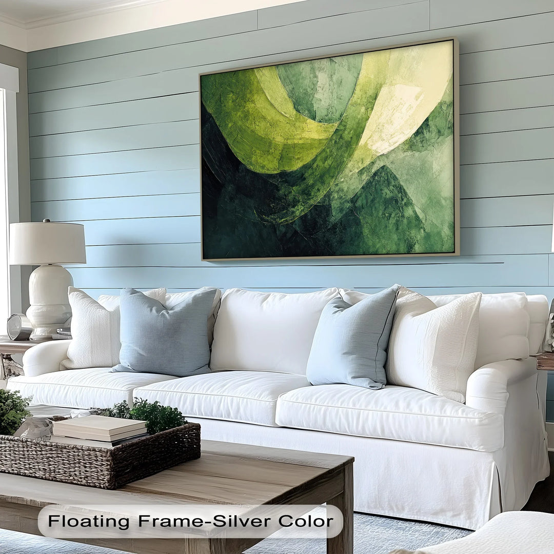 Verdant Sweep – Abstract Green Brushstroke Canvas Print - MyPhotoStation