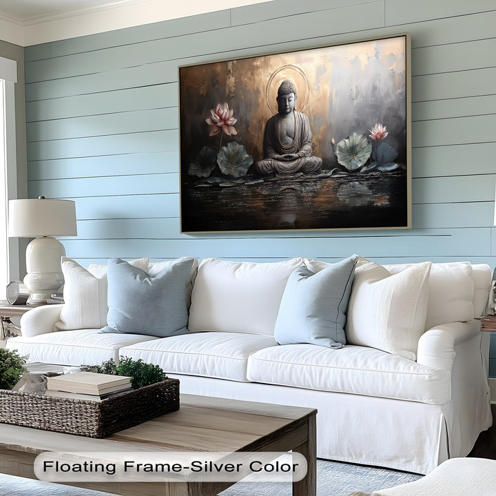 Lotus Tranquility – Seated Buddha Reflection Canvas Print
