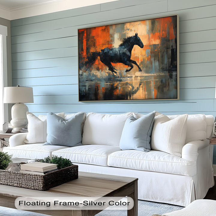 Midnight Momentum – Abstract Running Horse Canvas Print