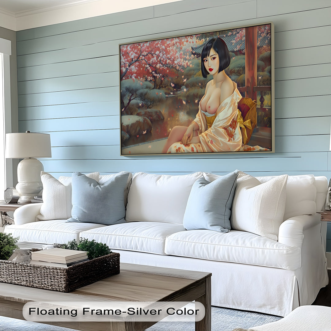 Blossom Reverie – Erotic Nude Canvas Print | Japanese Wall Art