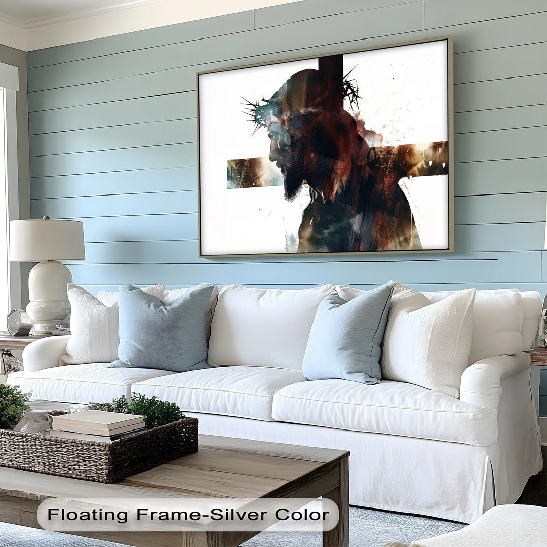 Crown of Thorns – Abstract Jesus Silhouette Canvas Print