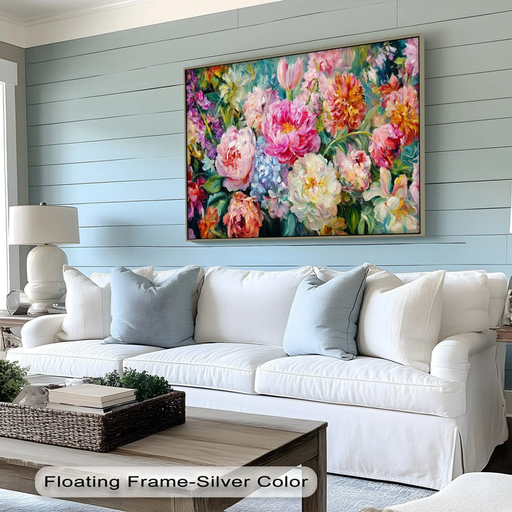 Lush garden bloom canvas print perfect for cheerful and artistic home decor

