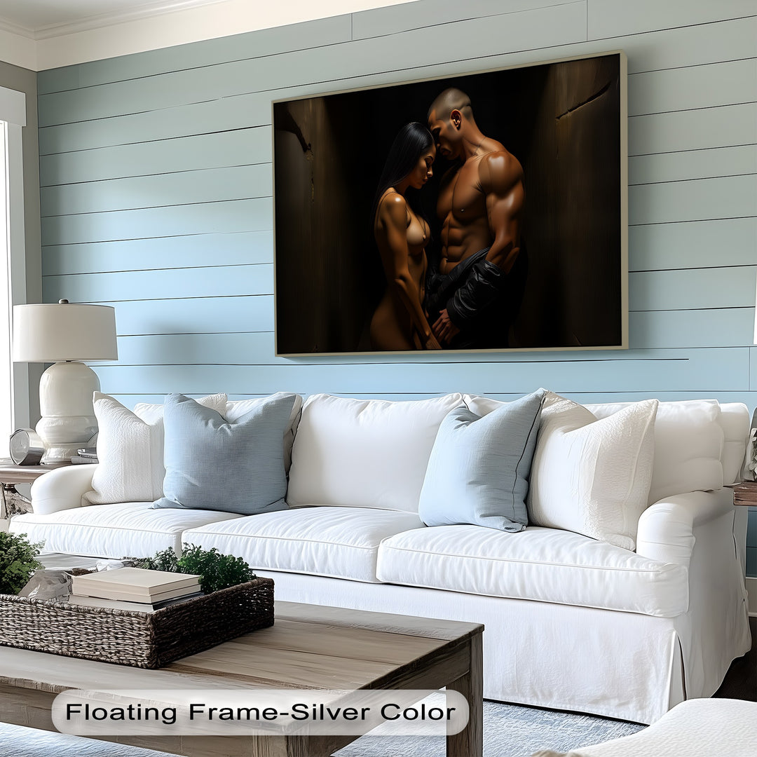 Shadowed Embrace – Nude Canvas Wall Art | Canvas Artwork