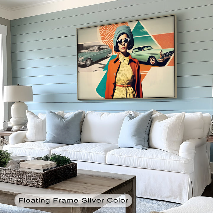 Retro Glamour Drive – Vintage Fashion & Classic Car Canvas Print