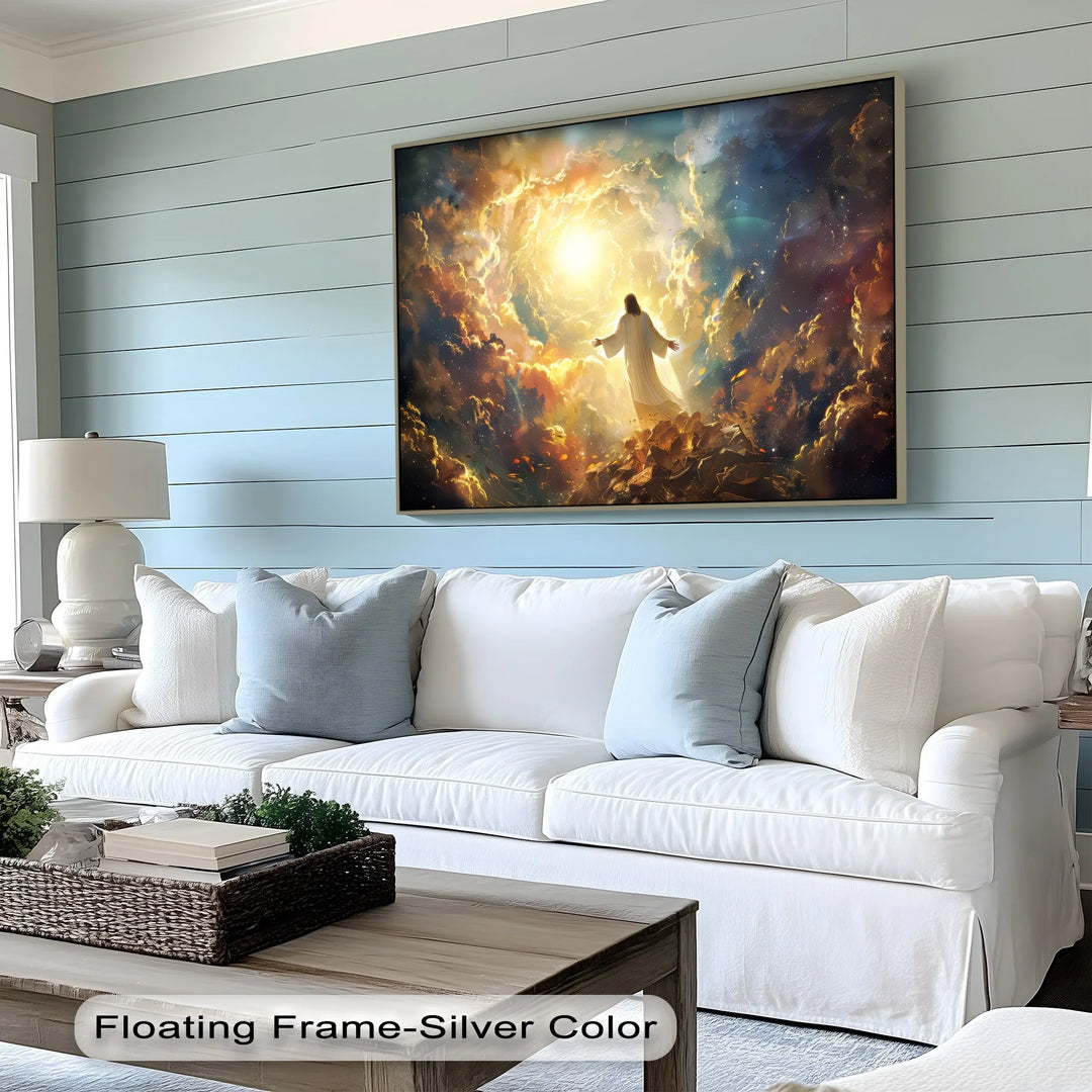Heavenly Ascension – Jesus in Celestial Light Canvas Print