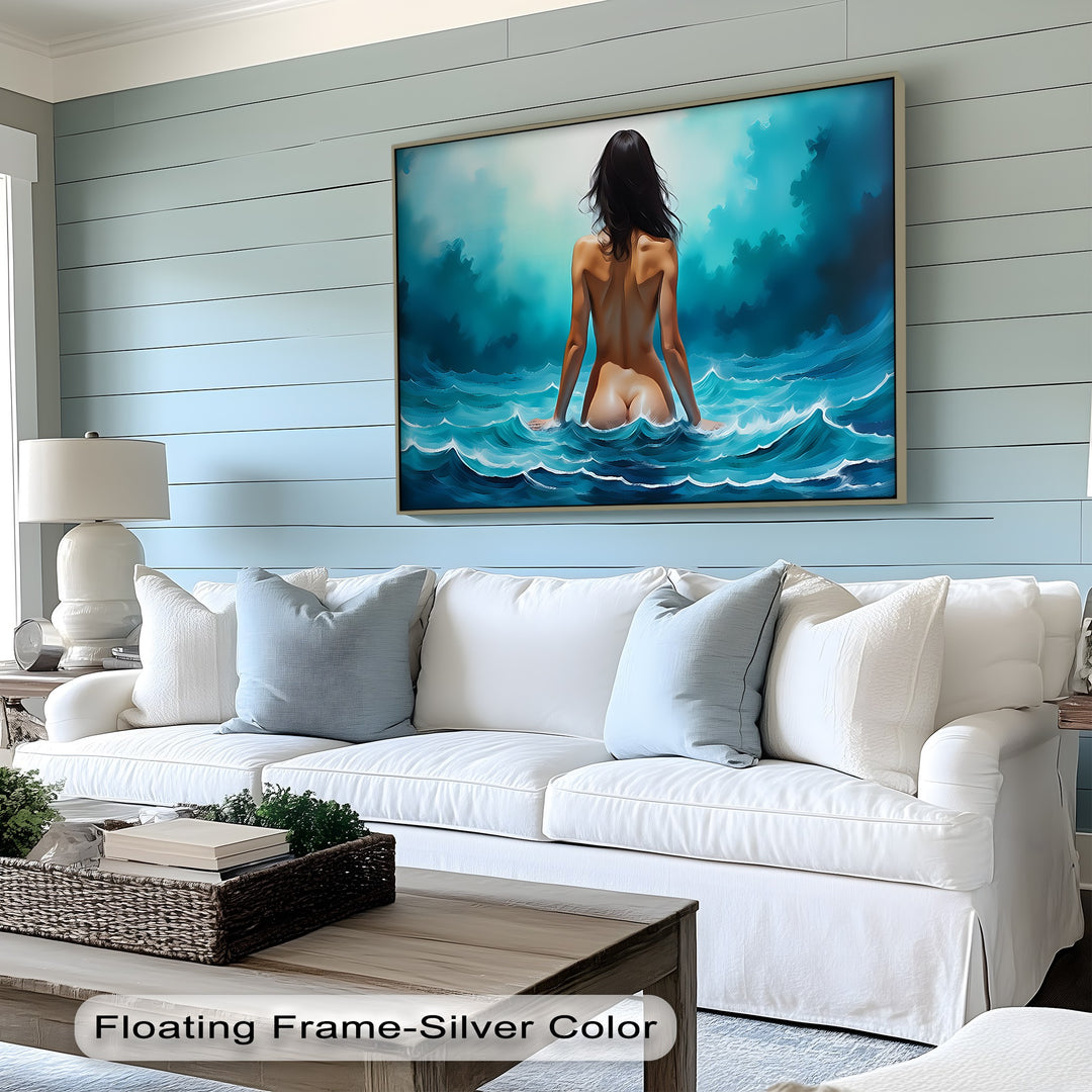 Midnight Ocean Nude Back View – Nude Canvas Wall Art | Sexy Art