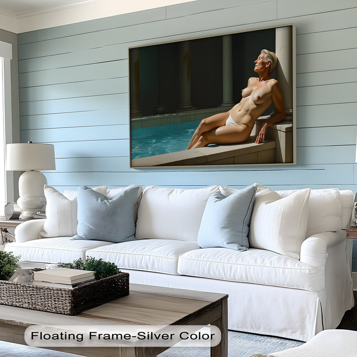 Mature Nude Poolside - Erotic Canvas Wall Art | Sexy Art