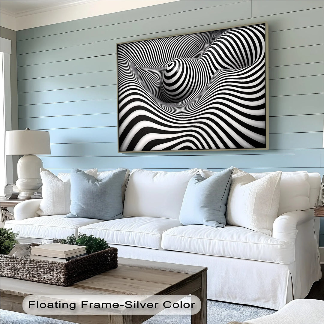 Hypnotic Spiral Wave Illusion – Black & White Canvas Print - MyPhotoStation