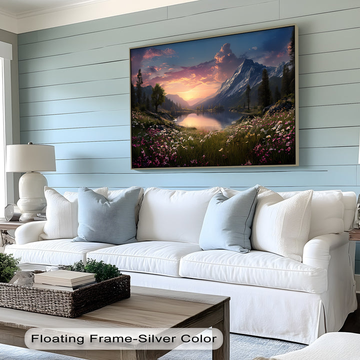 Serenity at Dusk – Sunset Mountain Lake Canvas Print