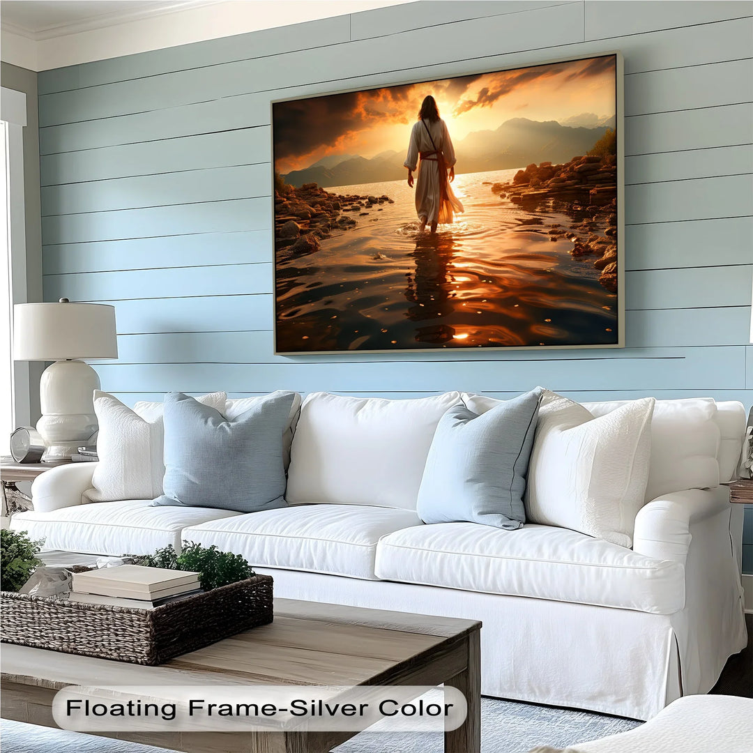 Sunset Grace – Jesus Walking on Water Canvas Print - MyPhotoStation