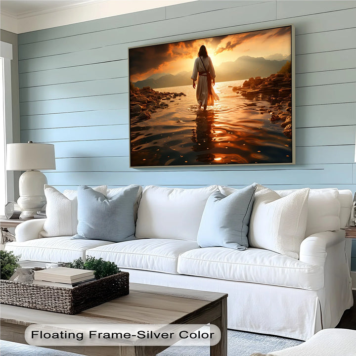 Sunset Grace – Jesus Walking on Water Canvas Print - MyPhotoStation