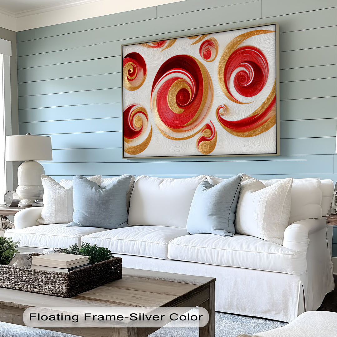 Golden Whirlwind – Red and Gold Abstract Spiral Canvas Print