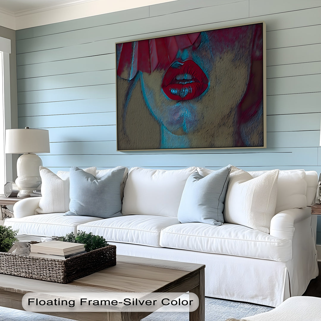 Velvet Silence – Erotic Red Lips Canvas Wall Art | Sexy Artwork