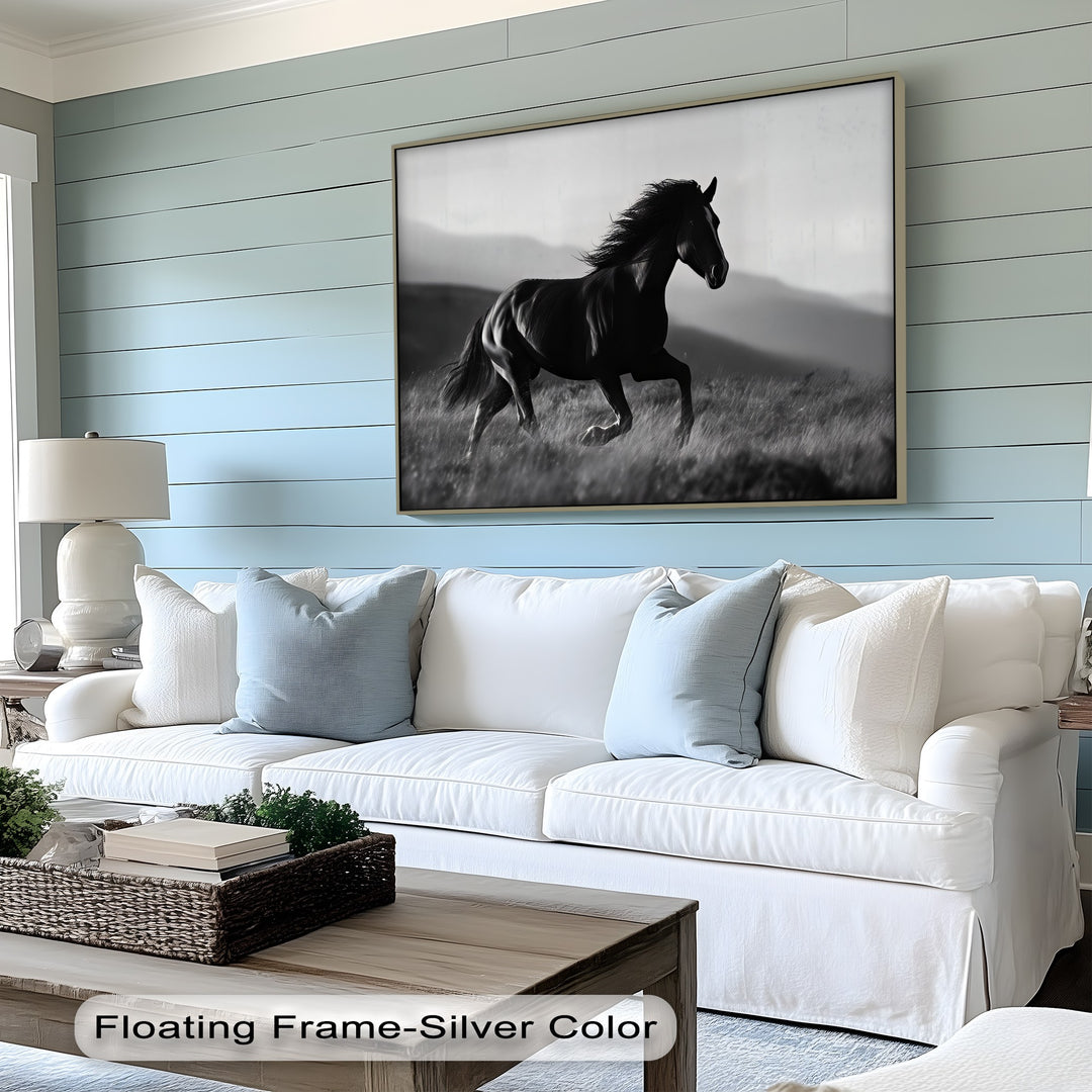 Midnight Gallop – Black Horse in Motion Canvas Print