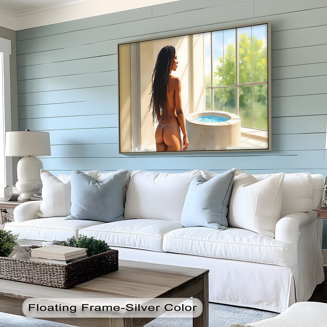 Golden Tranquility – Framed Abstract Canvas Wall Art | Vertical Bedroom Art