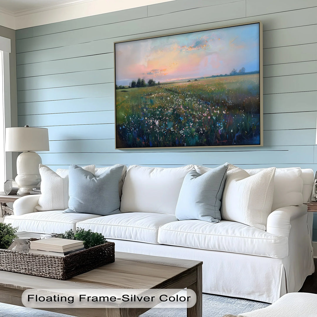 Pastel Twilight – Meadow in Bloom Landscape Canvas Print