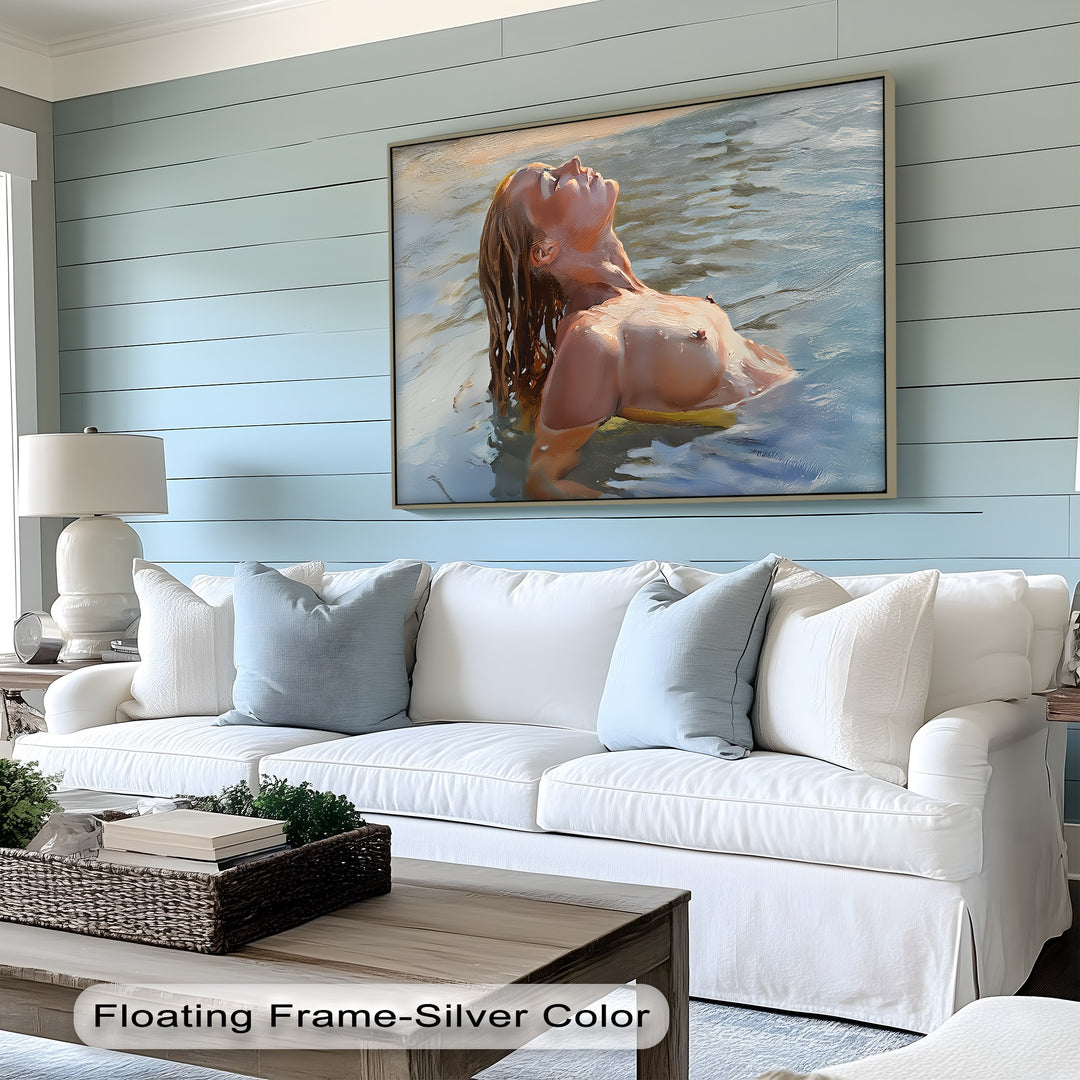 Liquid Reverie – Nude Woman in Water Erotic Canvas Wall Art | Sexy Art