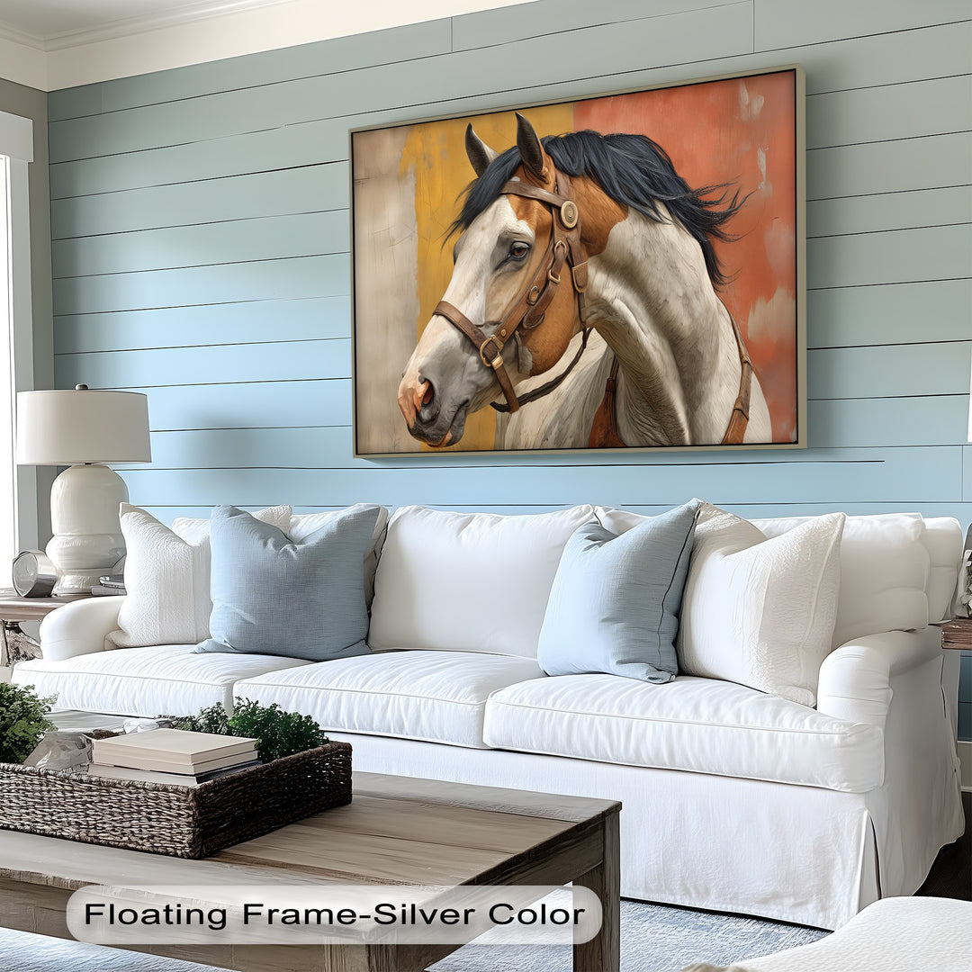 Western Spirit – Brown and White Horse Portrait Canvas Print