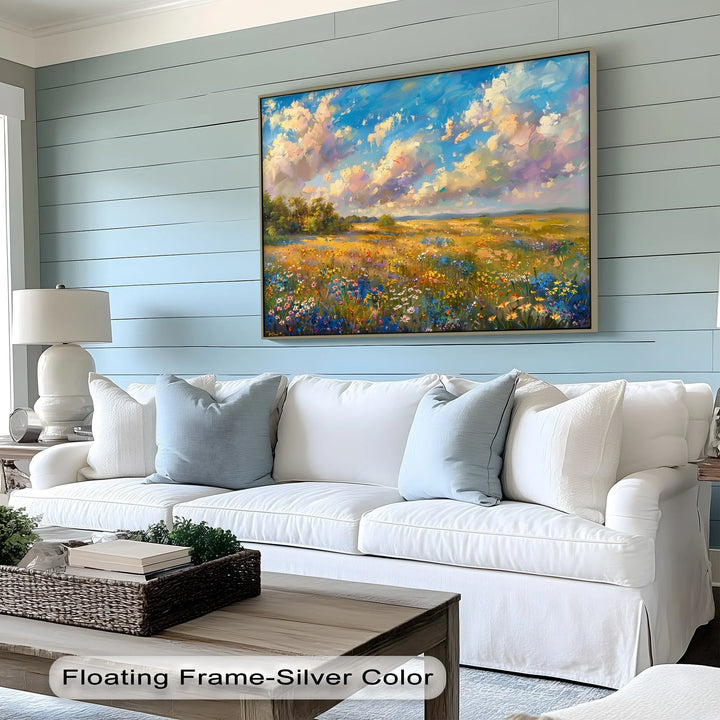 Golden Meadow Bloom – Colorful Wildflower Landscape Canvas Print - MyPhotoStation