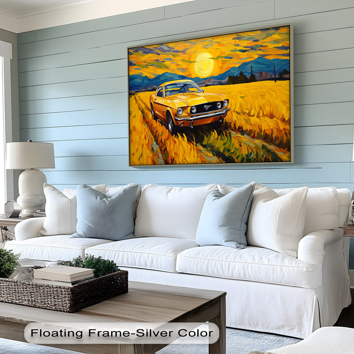 Golden Mustang Drive – Car Canvas Print