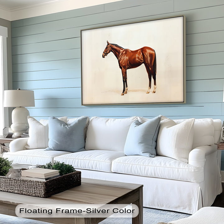 Chestnut Horse Portrait on Minimalist - Horse Canvas Print