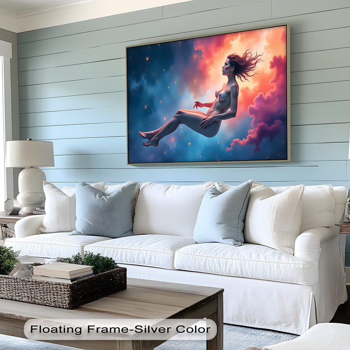 Floating Nude in Cosmos – Erotic Canvas Wall Art | Canvas Wall Decor