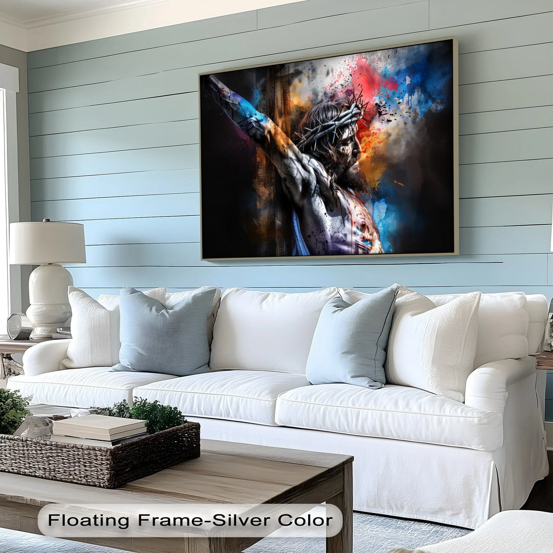 Jesus on the Cross with Crown of Thorns - Jesus Canvas Print