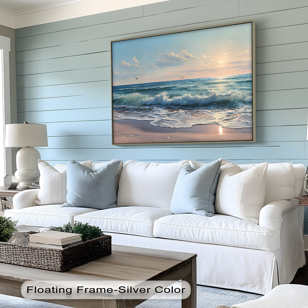 Tranquil Horizon – Ocean Sunset Waves Canvas Print