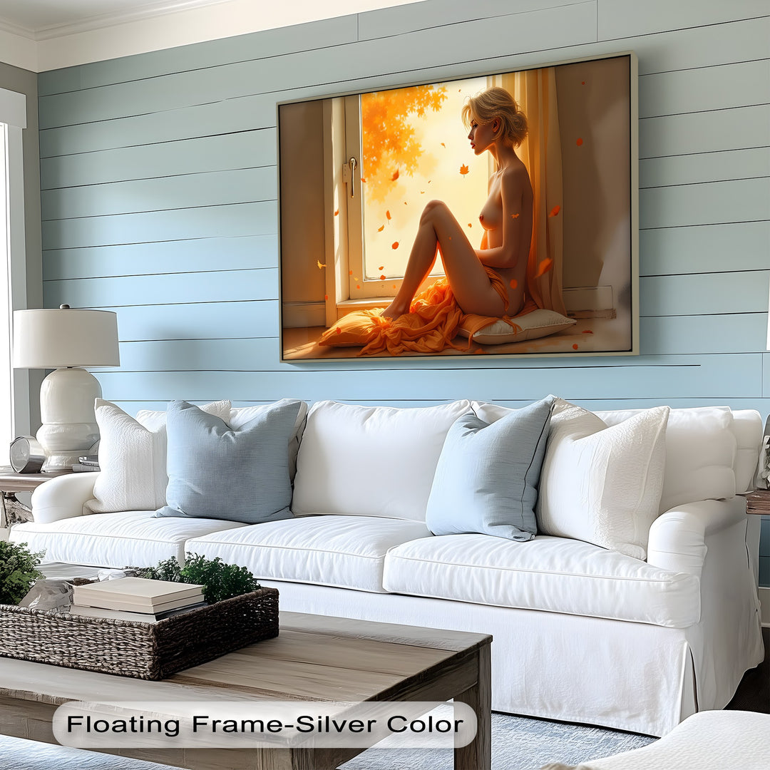 Autumn Glow – Nude Muse by the Window Erotic Canvas Print | Framed Art