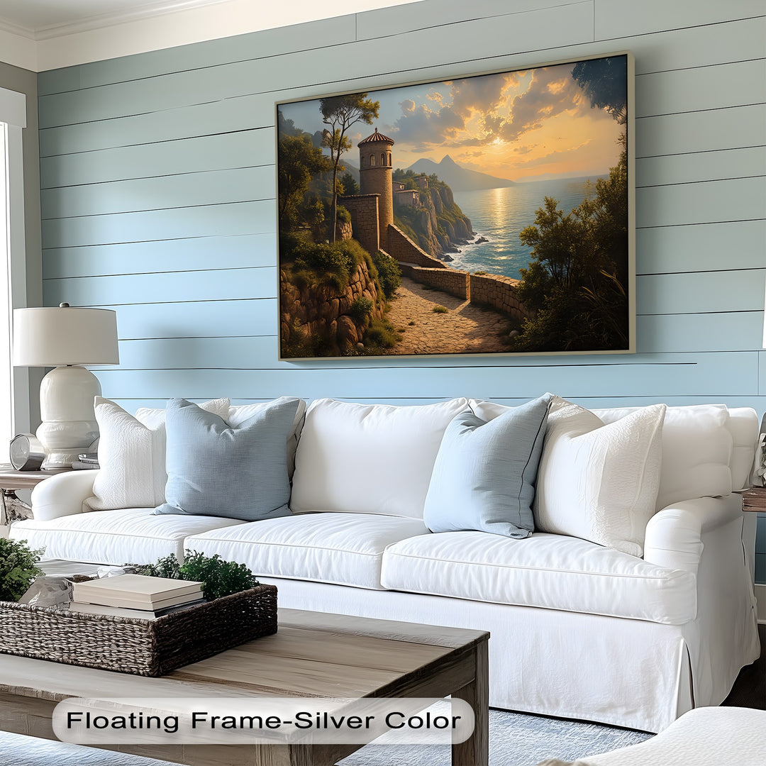 Coastal Sunset Path – Mediterranean Seaside Canvas Wall Art | Canvas Art