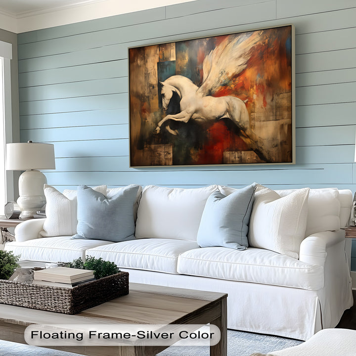 Wings of Flame – Abstract Pegasus in Fiery Tones Horse Canvas Print