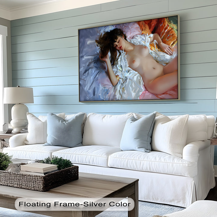 Velvet Slumber – Nude Sleeping Woman Canvas Wall Art | Naked Art