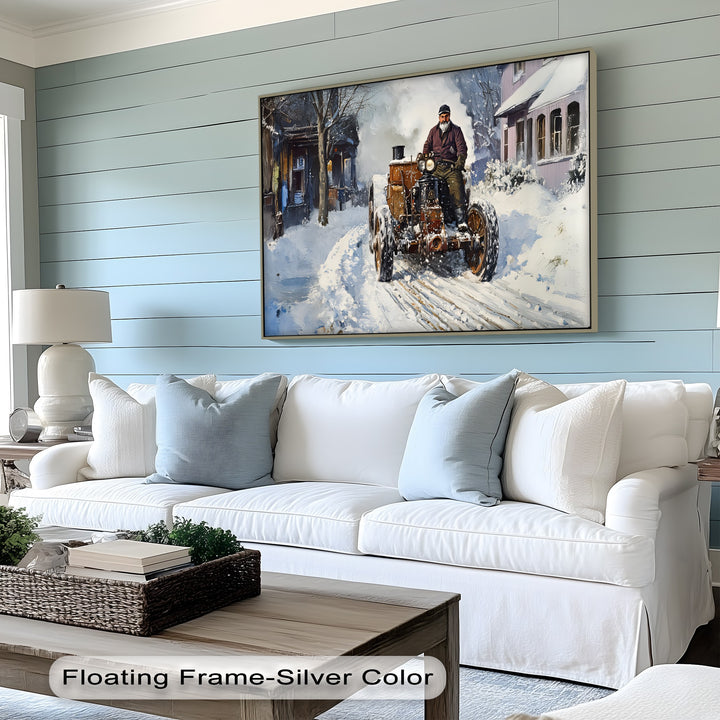 Snowbound Journey – Car Canvas Print