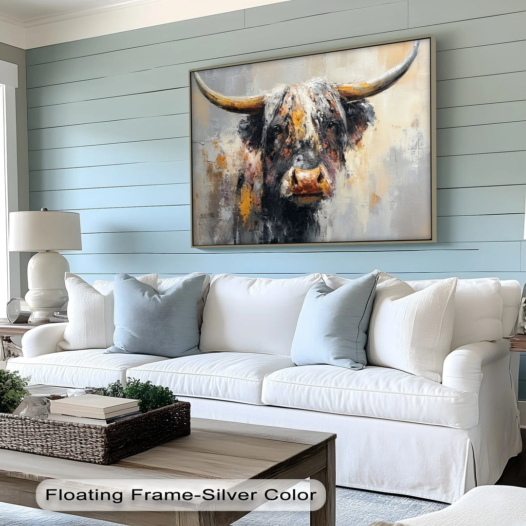 Steel Gaze – Bold Highland Bull Portrait Canvas Print - MyPhotoStation
