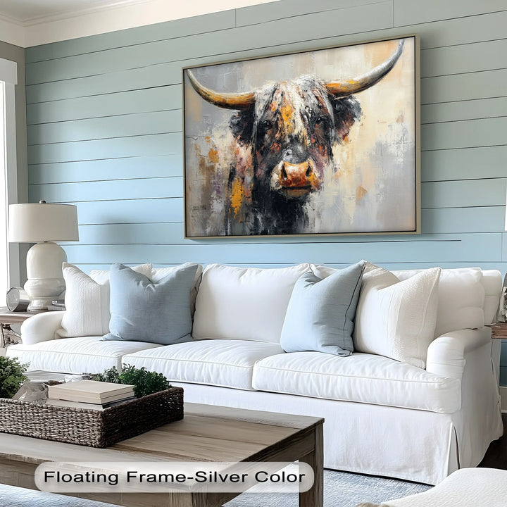 Steel Gaze – Bold Highland Bull Portrait Canvas Print - MyPhotoStation