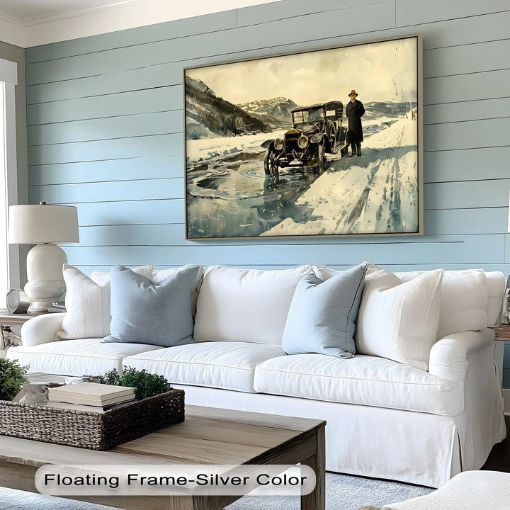 Vintage Car in Winter Mountains – Car Canvas Print