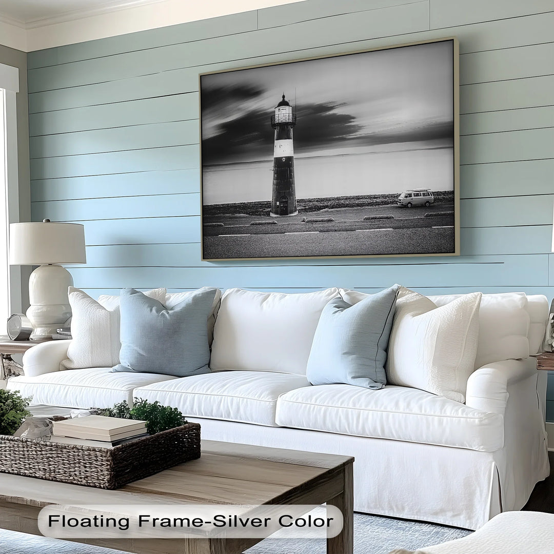Solitary Beacon – Black and White Lighthouse Canvas Print - MyPhotoStation