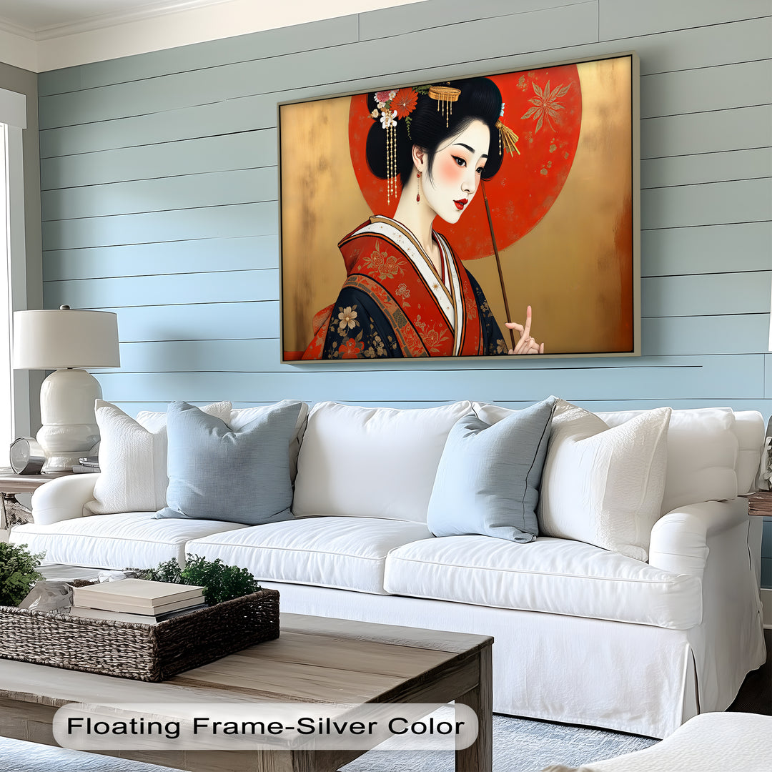 Traditional Japanese Geisha Portrait - Canvas Wall Art | Framed Artwork