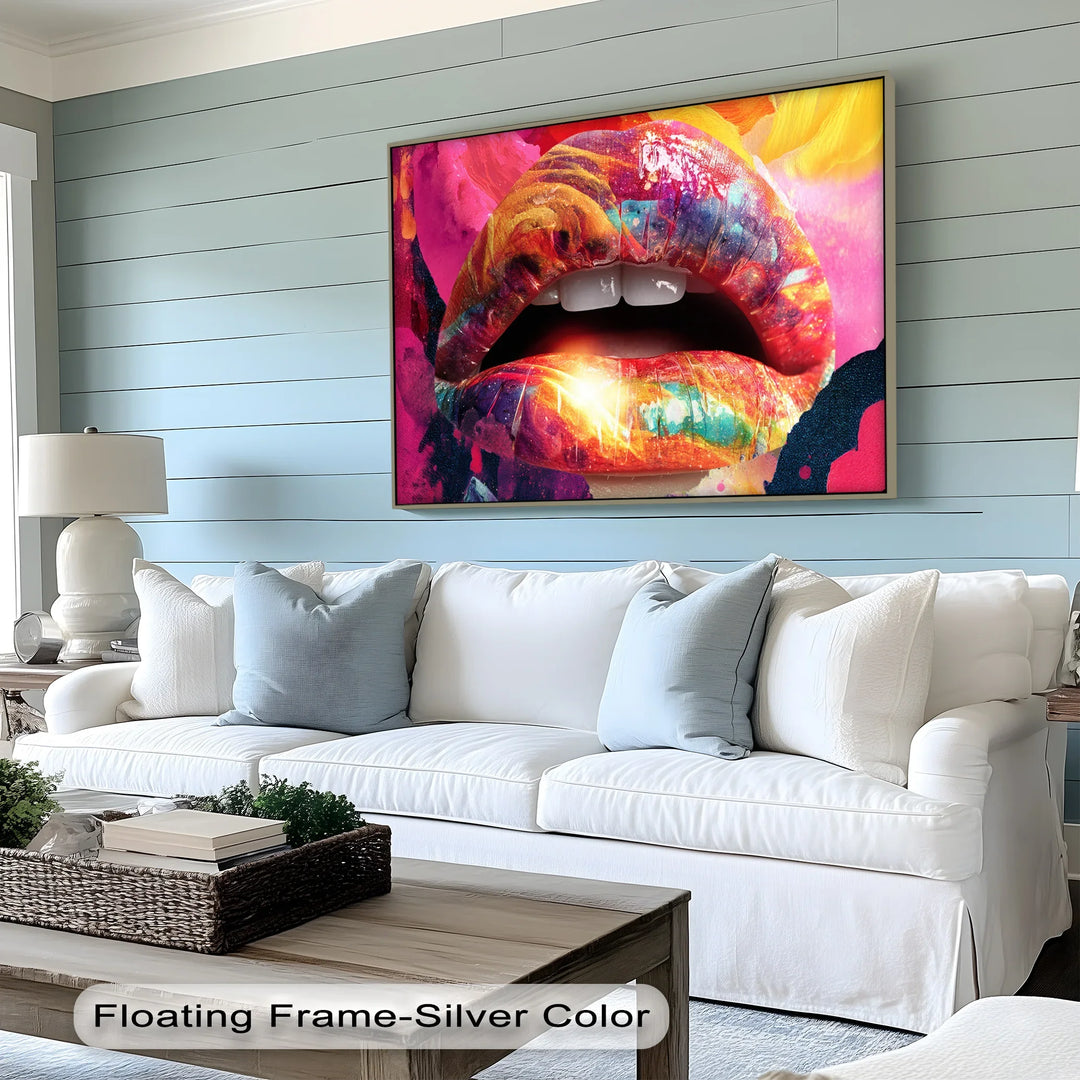 Color Pop Seduction – Abstract Lips in Vivid Pop Art Canvas Print - MyPhotoStation