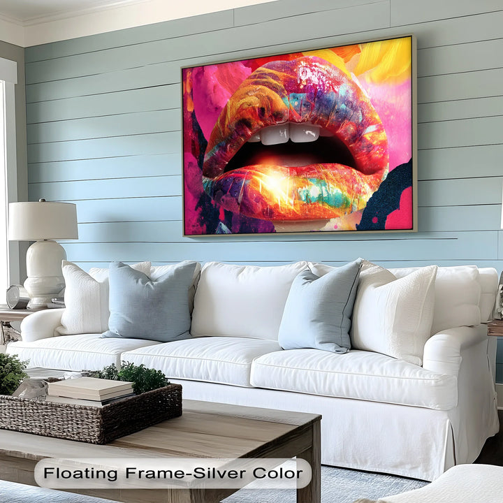 Color Pop Seduction – Abstract Lips in Vivid Pop Art Canvas Print - MyPhotoStation