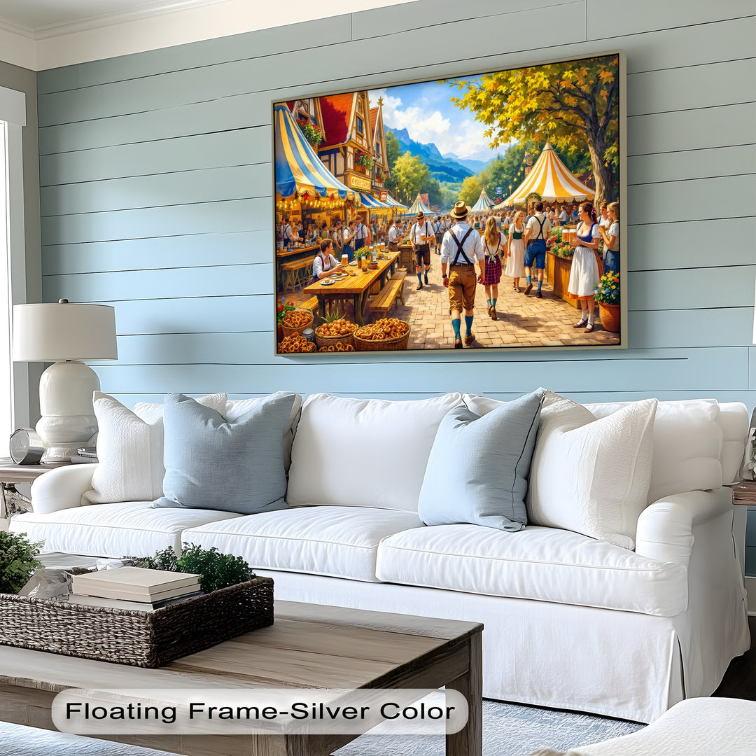 Bavarian Oktoberfest Street Scene – Beer Festival Canvas Wall Art | Canvas Art