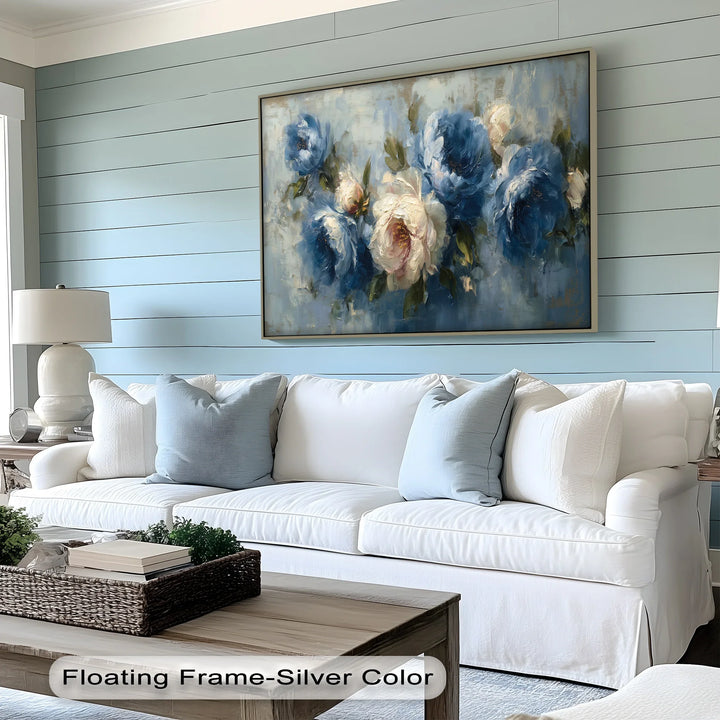 Romantic Blue Peonies – Vintage Floral Canvas Print - MyPhotoStation