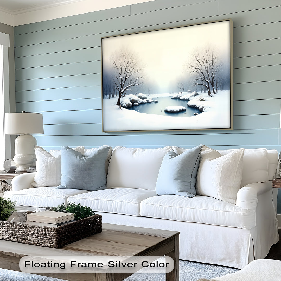 Silent Winter Lake – Snowy Landscape Canvas Wall Art | Large Canvas