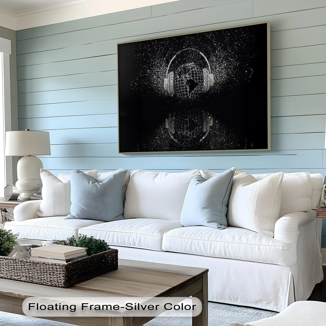 Global Soundscape – Digital Headphones World Map Canvas Print - MyPhotoStation