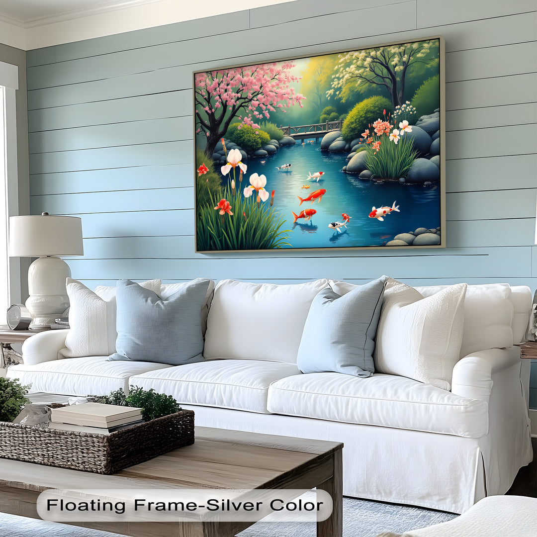Serenity in Bloom – Japanese Koi Pond Canvas Wall Art | Canvas Prints
